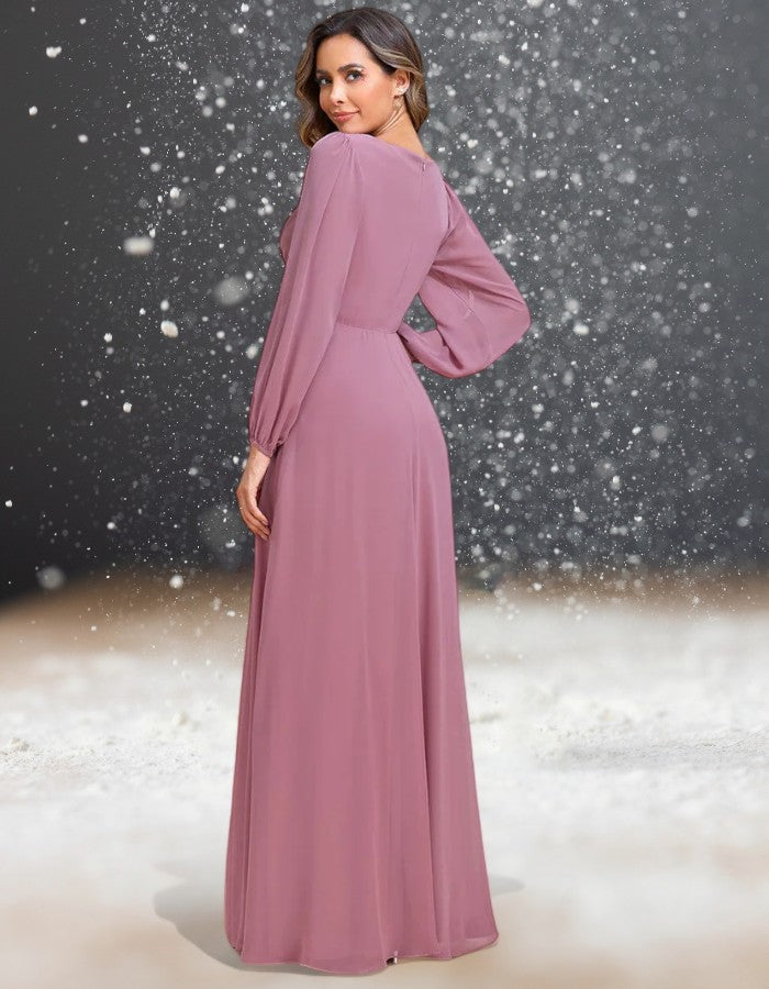 Robe de Cocktail Longue pour Mariage Violette de dos