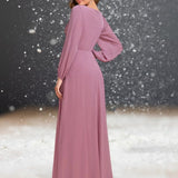 Robe de Cocktail Longue pour Mariage Violette de dos