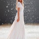 Robe de Cocktail Mariage Champêtre blanche