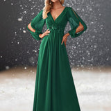Robe de Cocktail Mariage Vert Émeraude