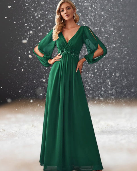 Robe de Cocktail Mariage Vert Émeraude