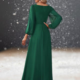 Robe de Cocktail Mariage Vert Émeraude de dos