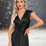 Robe de Cocktail Noire pour Mariage zoom