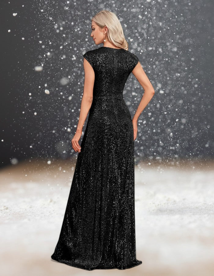 Robe de Cocktail Noire pour Mariage de dos