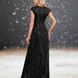 Robe de Cocktail Noire pour Mariage de dos