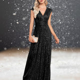 Robe de Cocktail Noire pour Mariage blonde