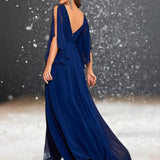 Robe de Cocktail pour Mariage Bleu Marine dos