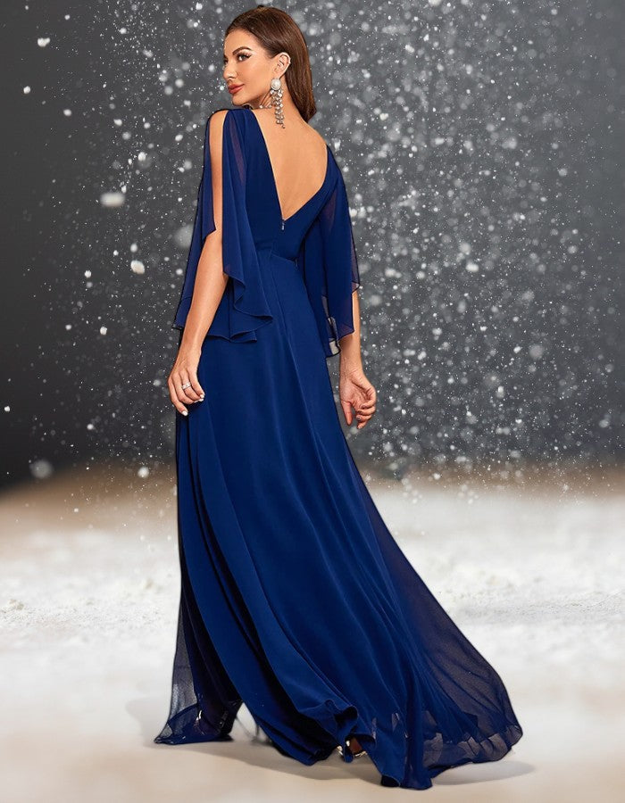 Robe de Cocktail pour Mariage Bleu Marine dos