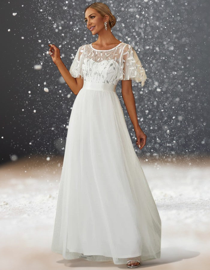 Robe Dentelle Cocktail Mariage blanc