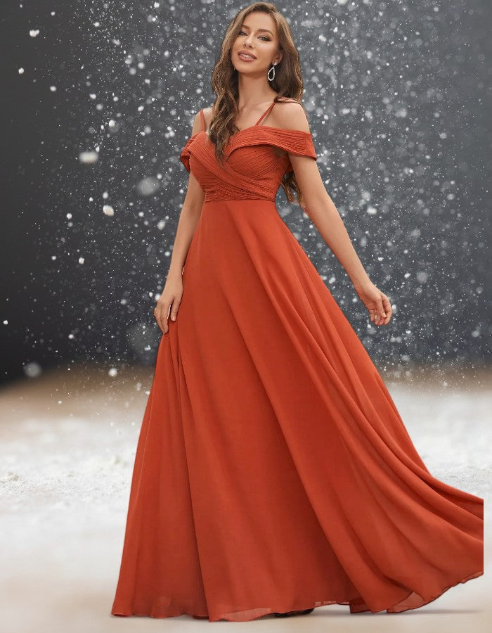 Robe Longue Cocktail Mariage Moderne orange