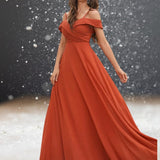 Robe Longue Cocktail Mariage Moderne orange